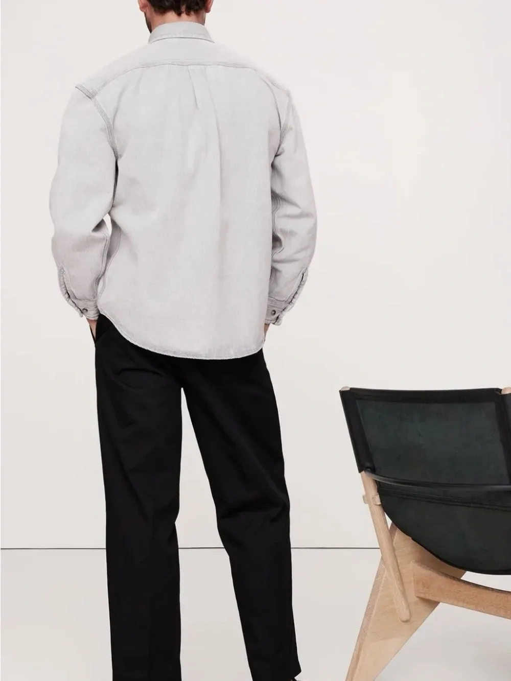 Banana Republic Light Gray Denim Shirt Jacket